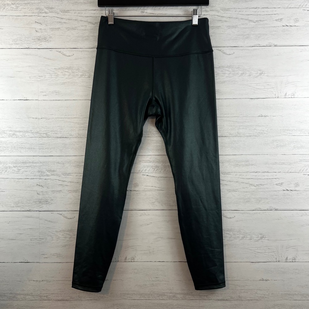 Athleta Elation Ultra High Rise Tight Dark Green Coated Leggings Size M